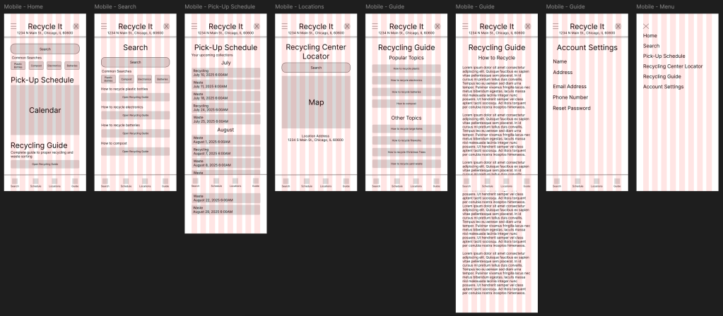 Recycle It LoFi Wireframes
